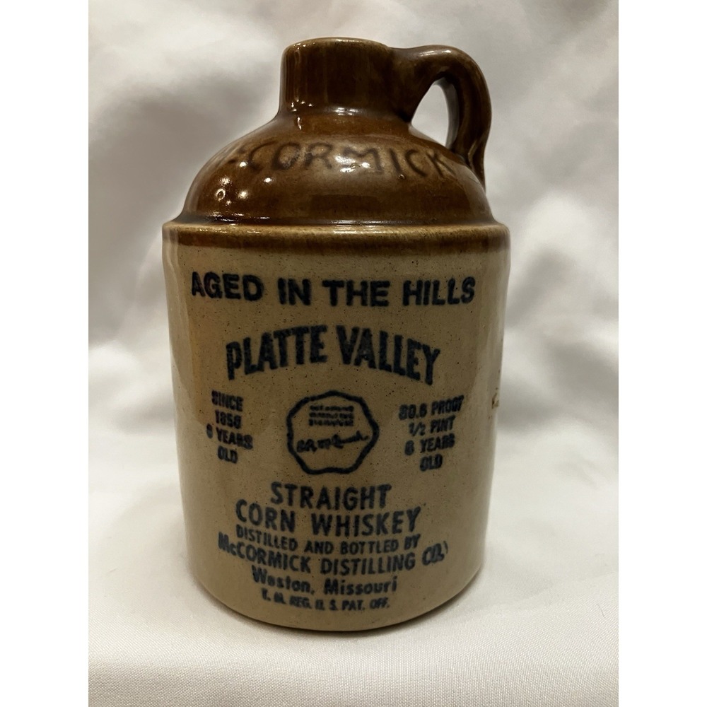 McCormick Platte Valley Straight Corn Whiskey Crock Jug Weston, MO Liquors